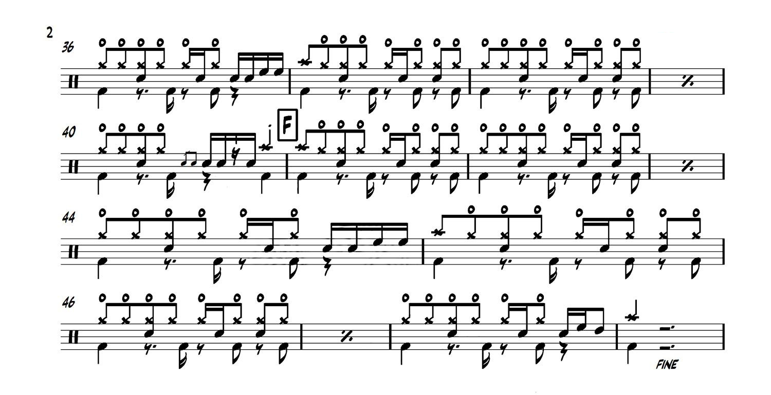 茶底世界架子鼓谱2-丢火车乐队