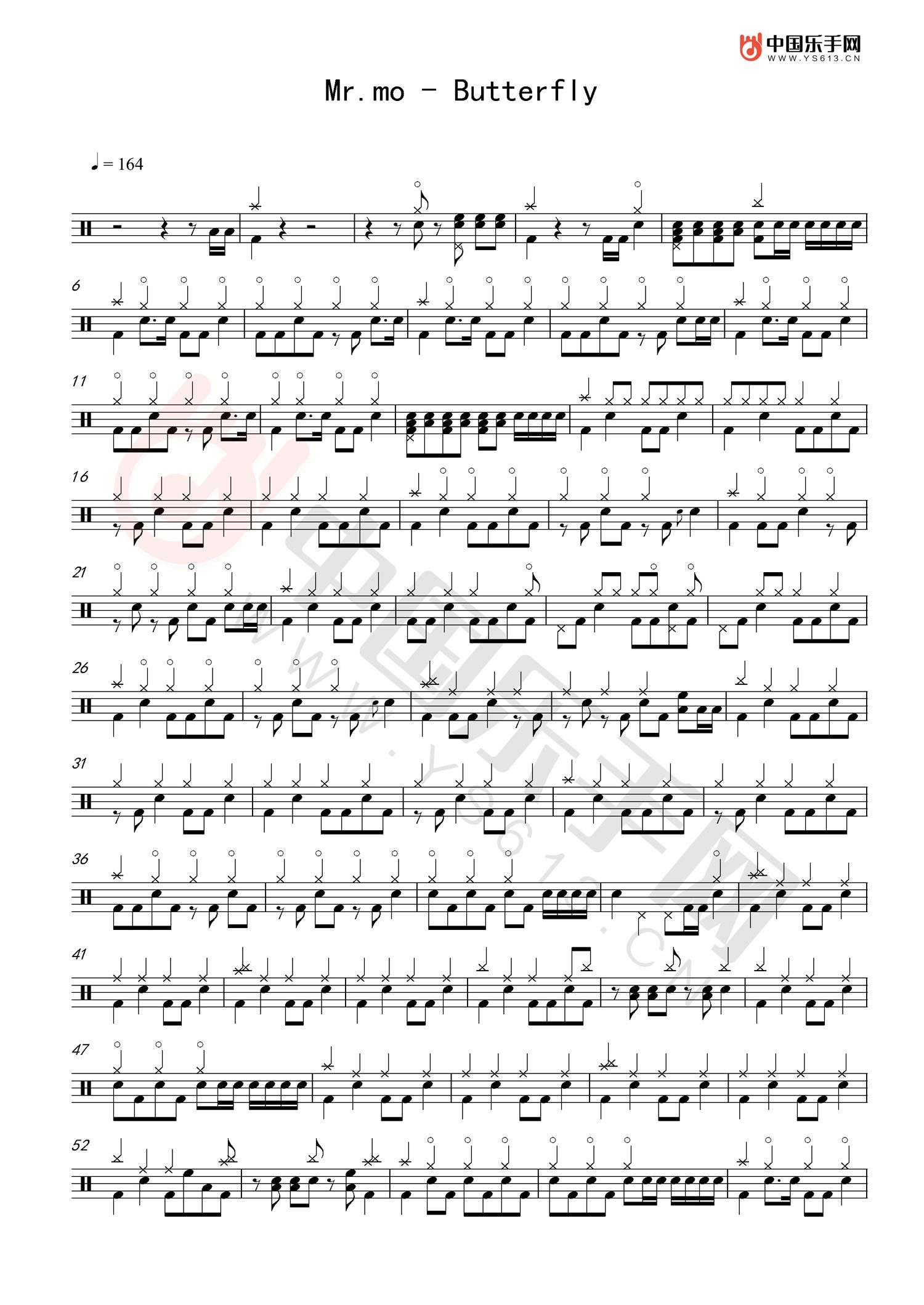 Butterfly架子鼓谱1-Mr.mo
