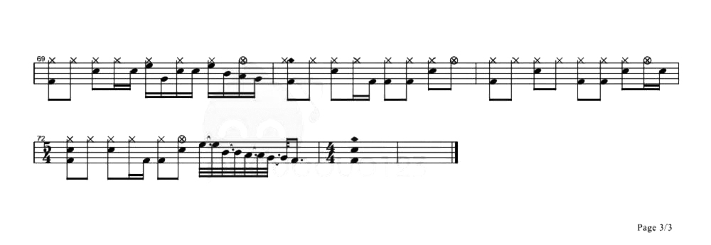 与你到永久架子鼓谱3-伍佰