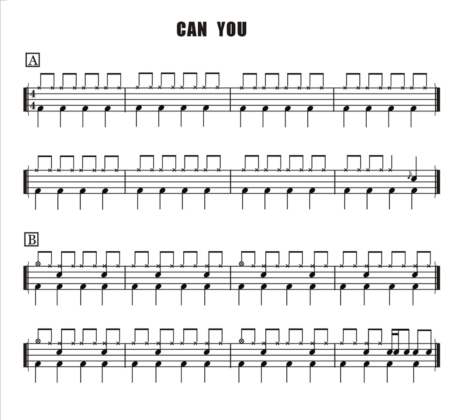 Can You架子鼓谱1