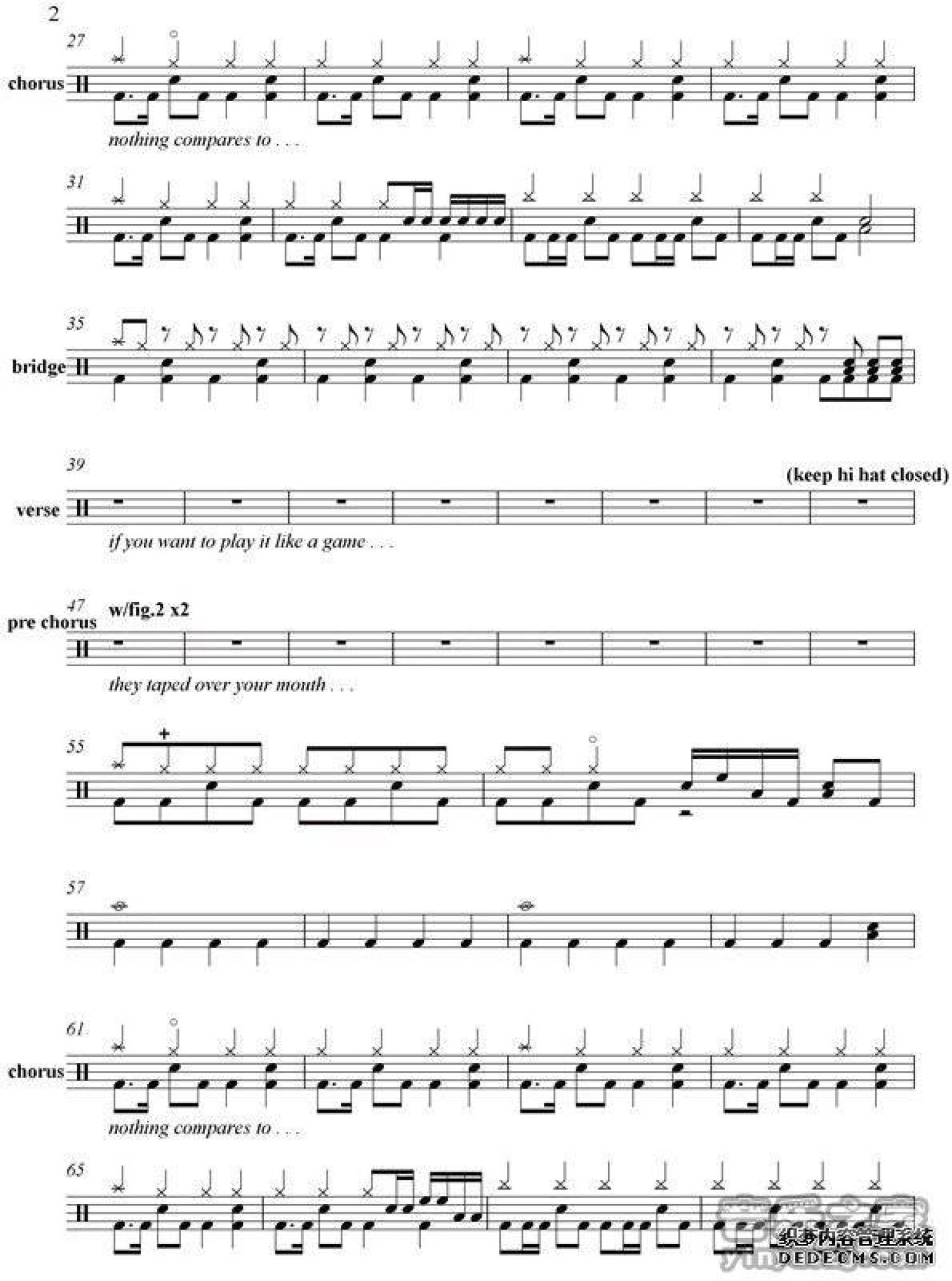 Crush Crush Crush架子鼓谱2