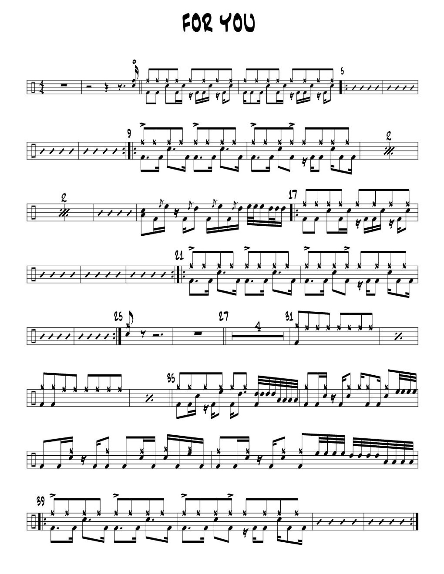 For You架子鼓谱1