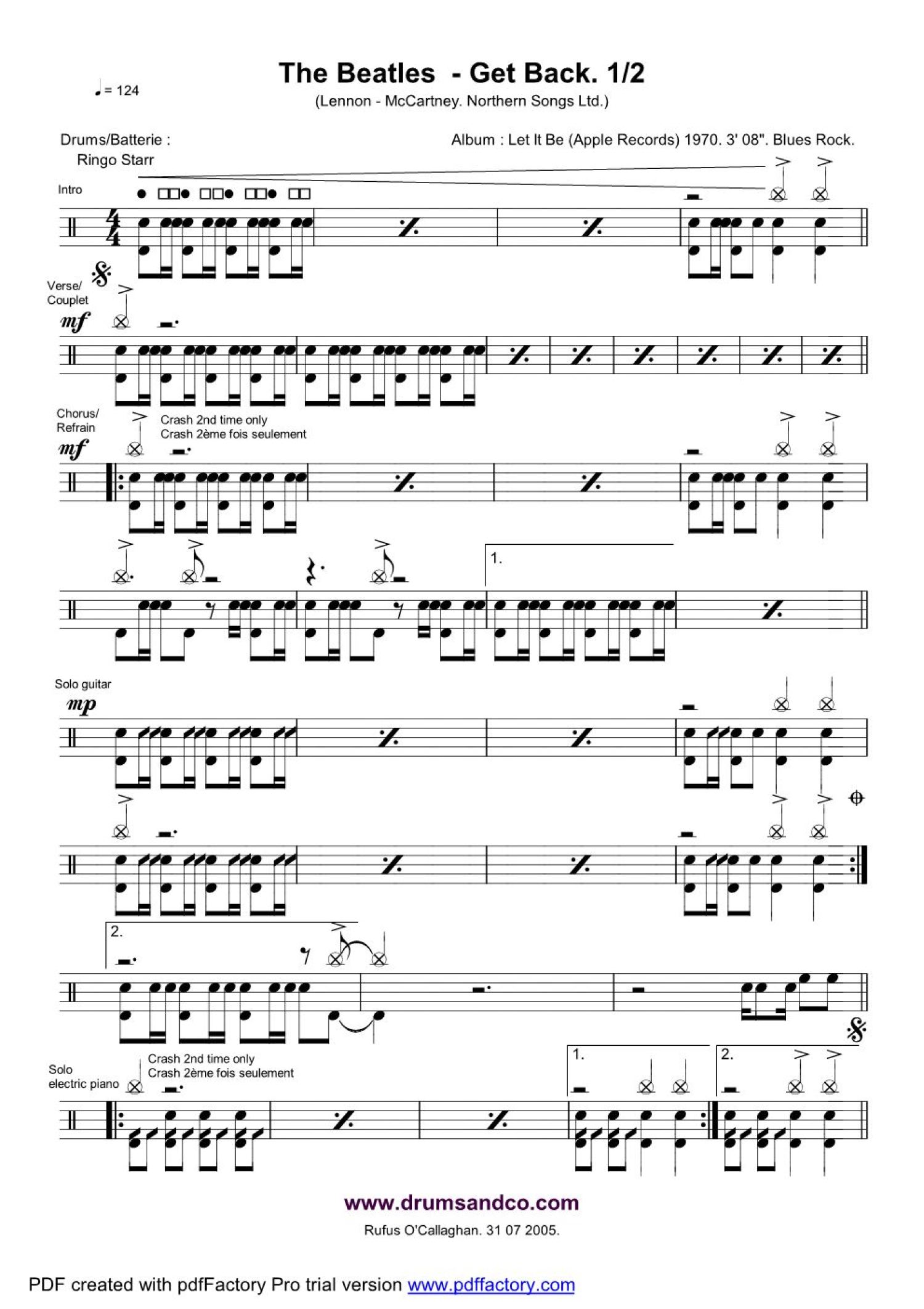 Get Back架子鼓谱1