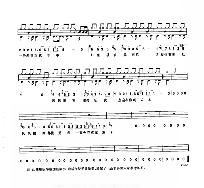 阳光总在风雨后架子鼓谱3