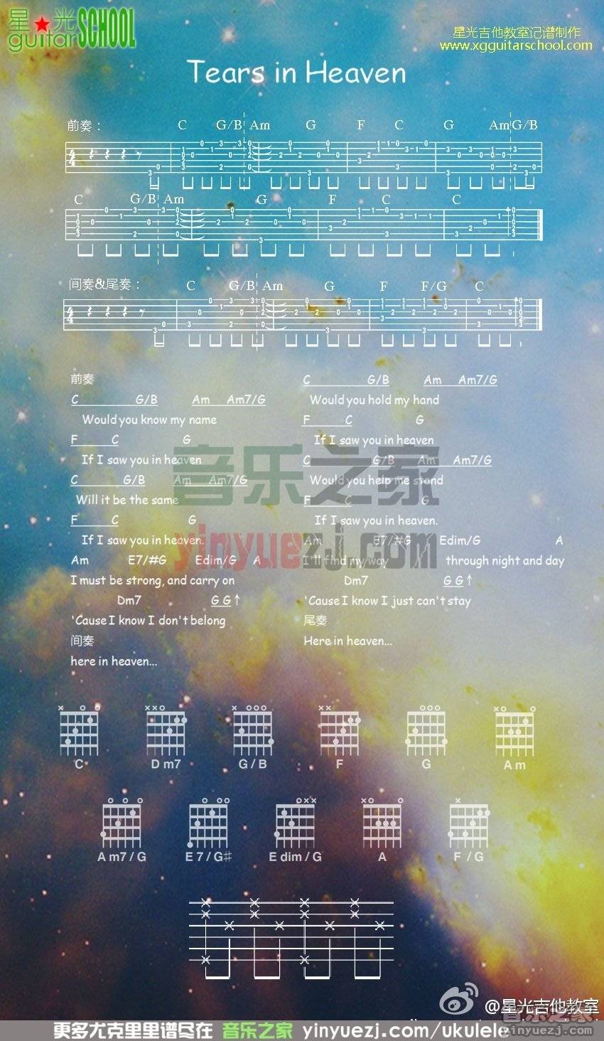 Tears-In-Heaven尤克里里谱-Eric-Clapton-C调指法