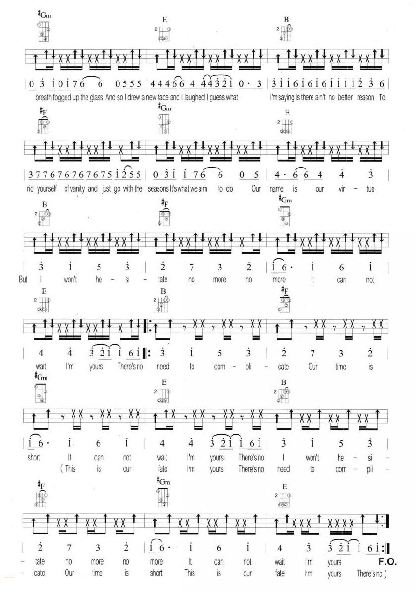 I'm-Yours尤克里里谱4-Jason-Mraz-B调指法