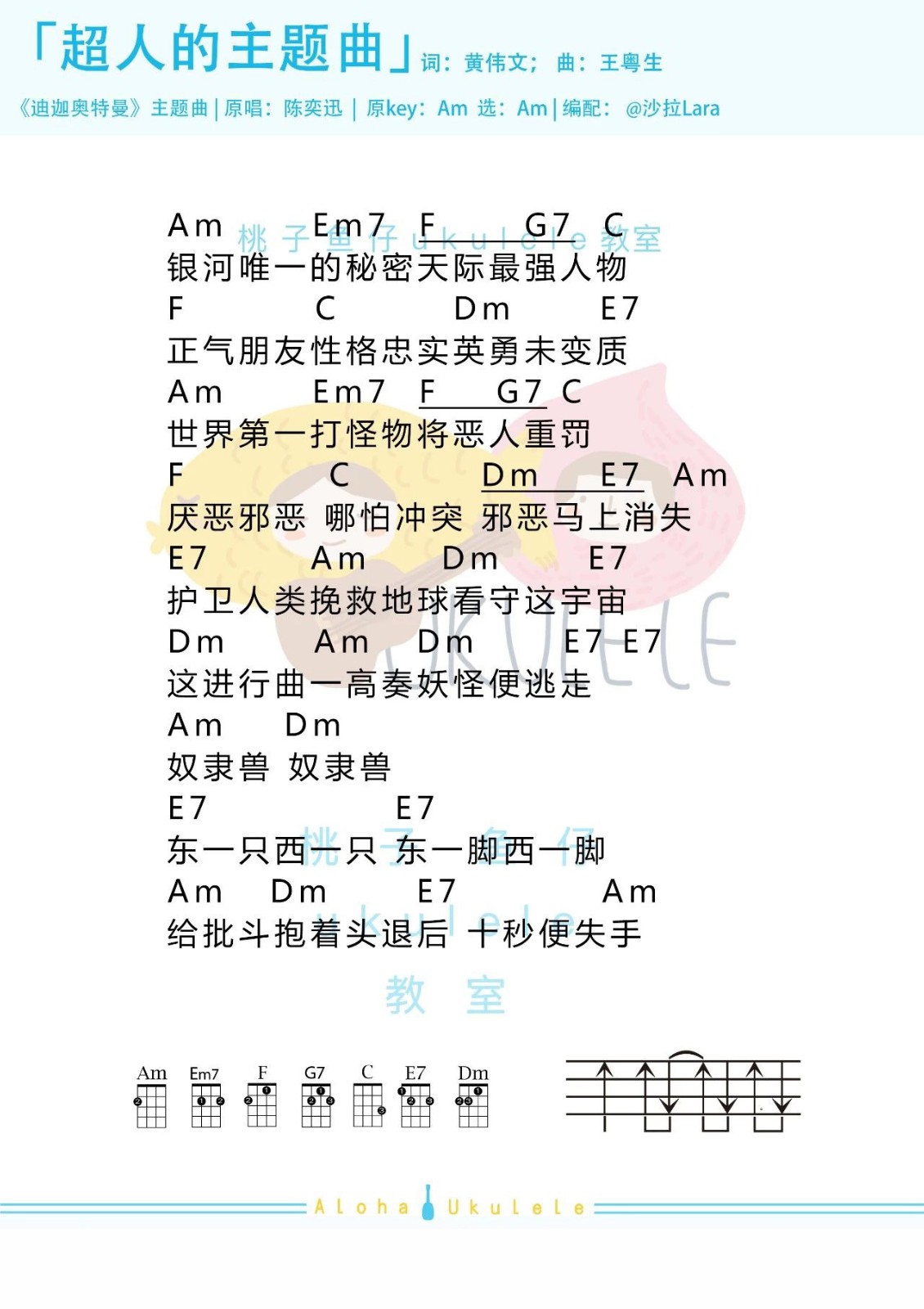 超人的主题曲尤克里里谱-陈奕迅-C调指法