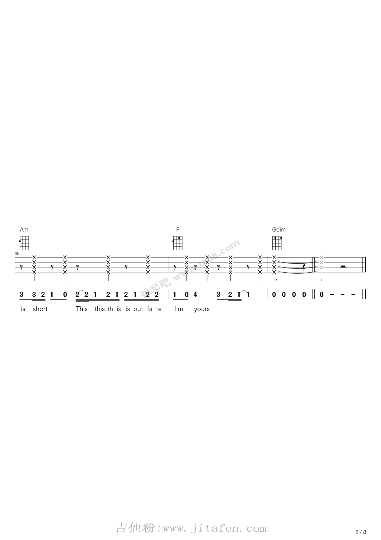 I'm Yours（尤克里里弹唱谱） 吉他谱