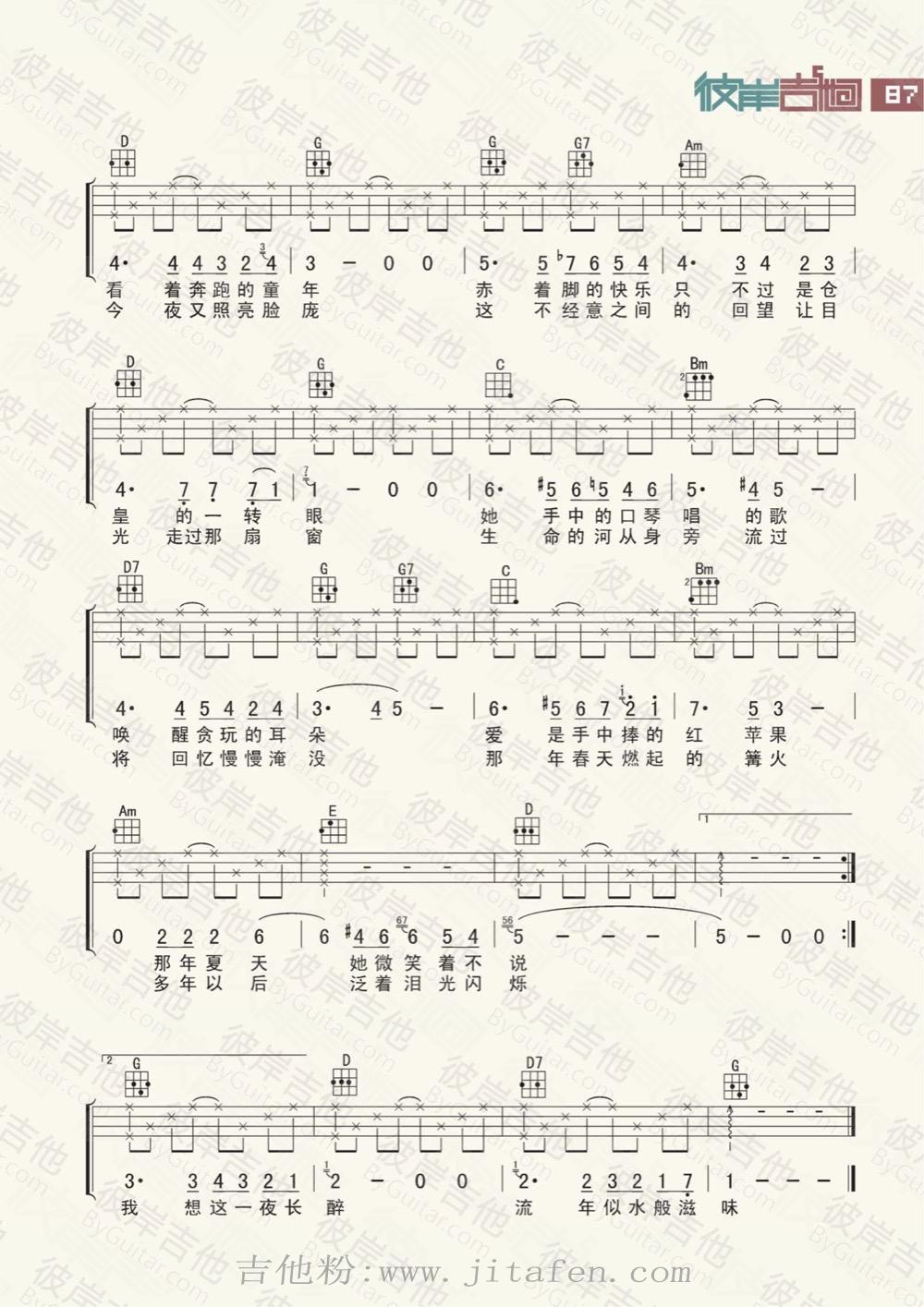 似水流年-尤克里里版 吉他谱