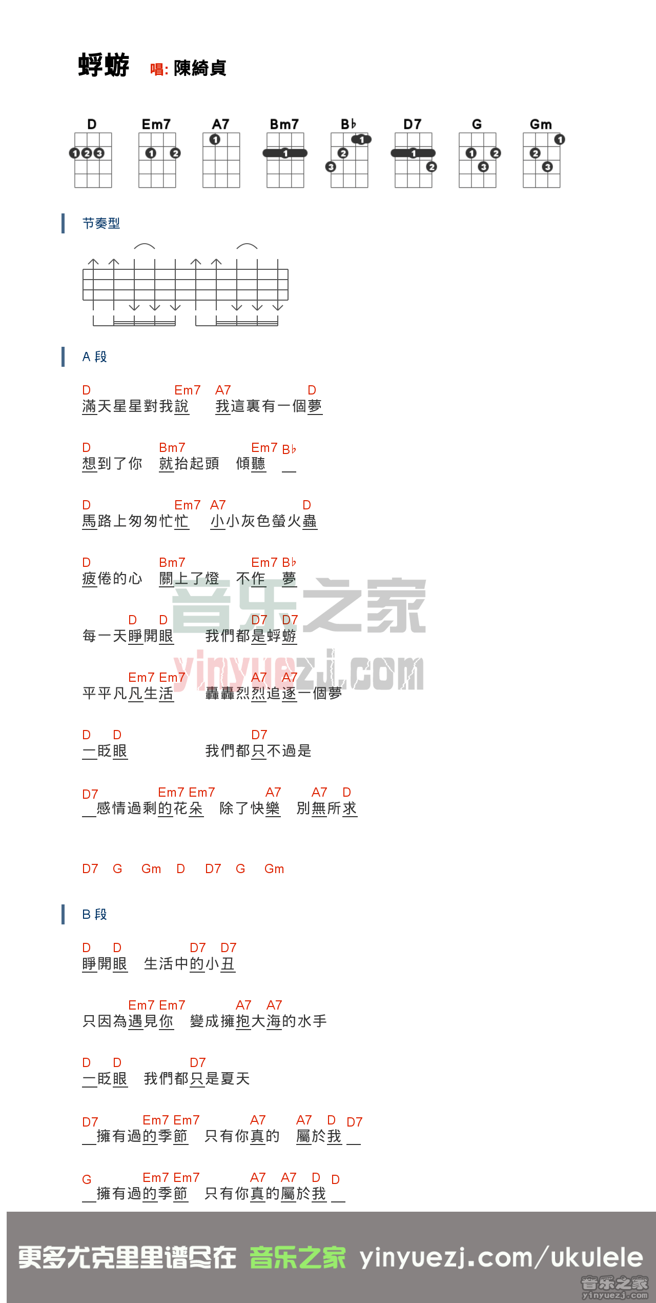 蜉蝣尤克里里谱1