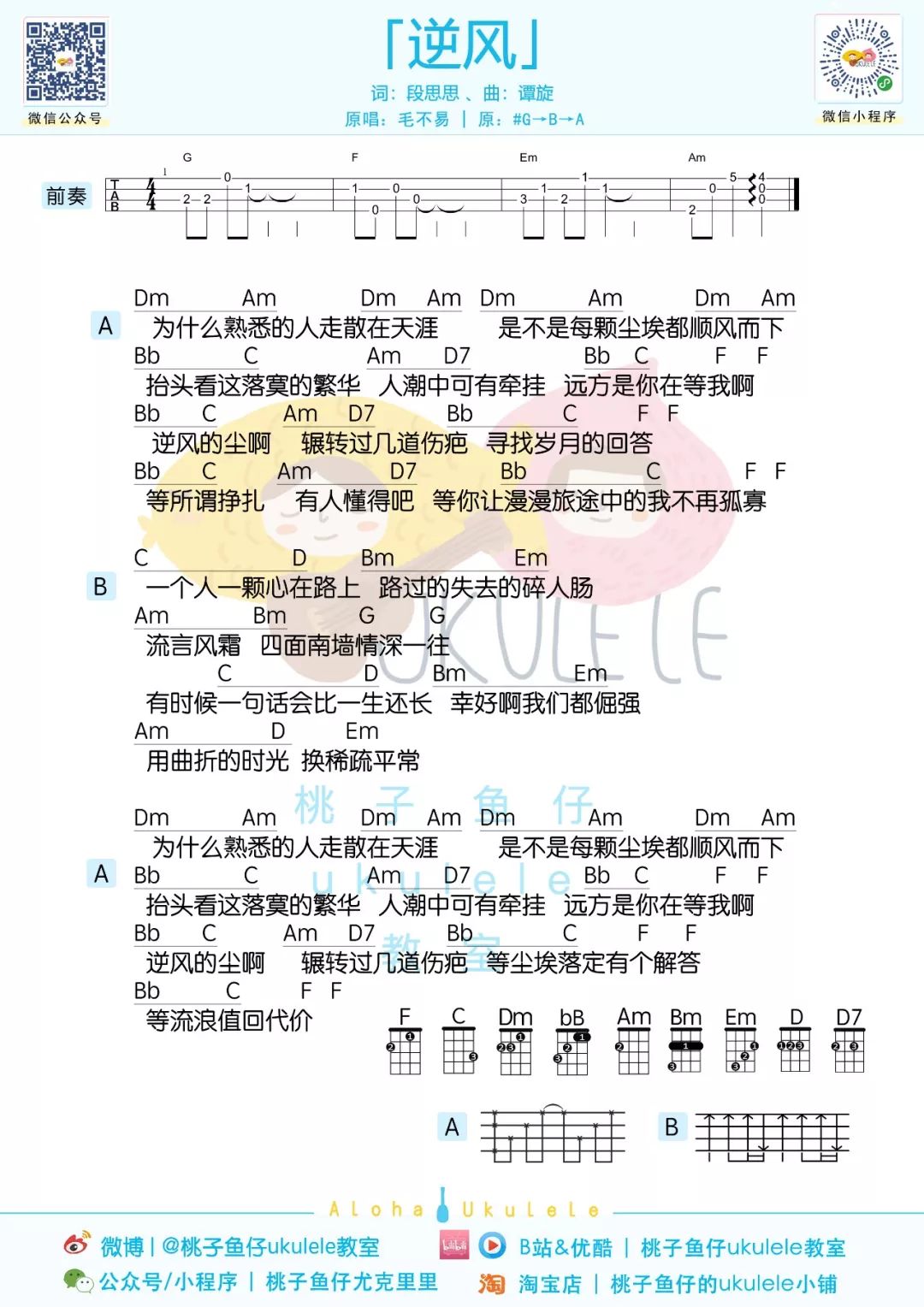 逆风尤克里里谱1