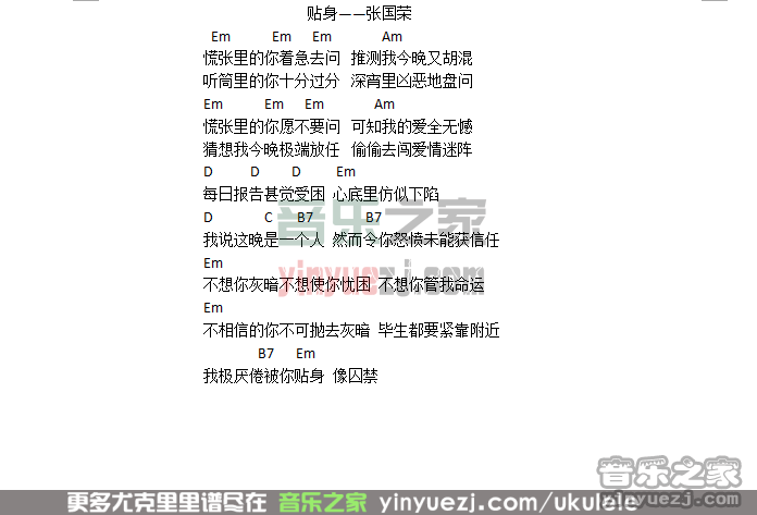 贴身尤克里里谱1