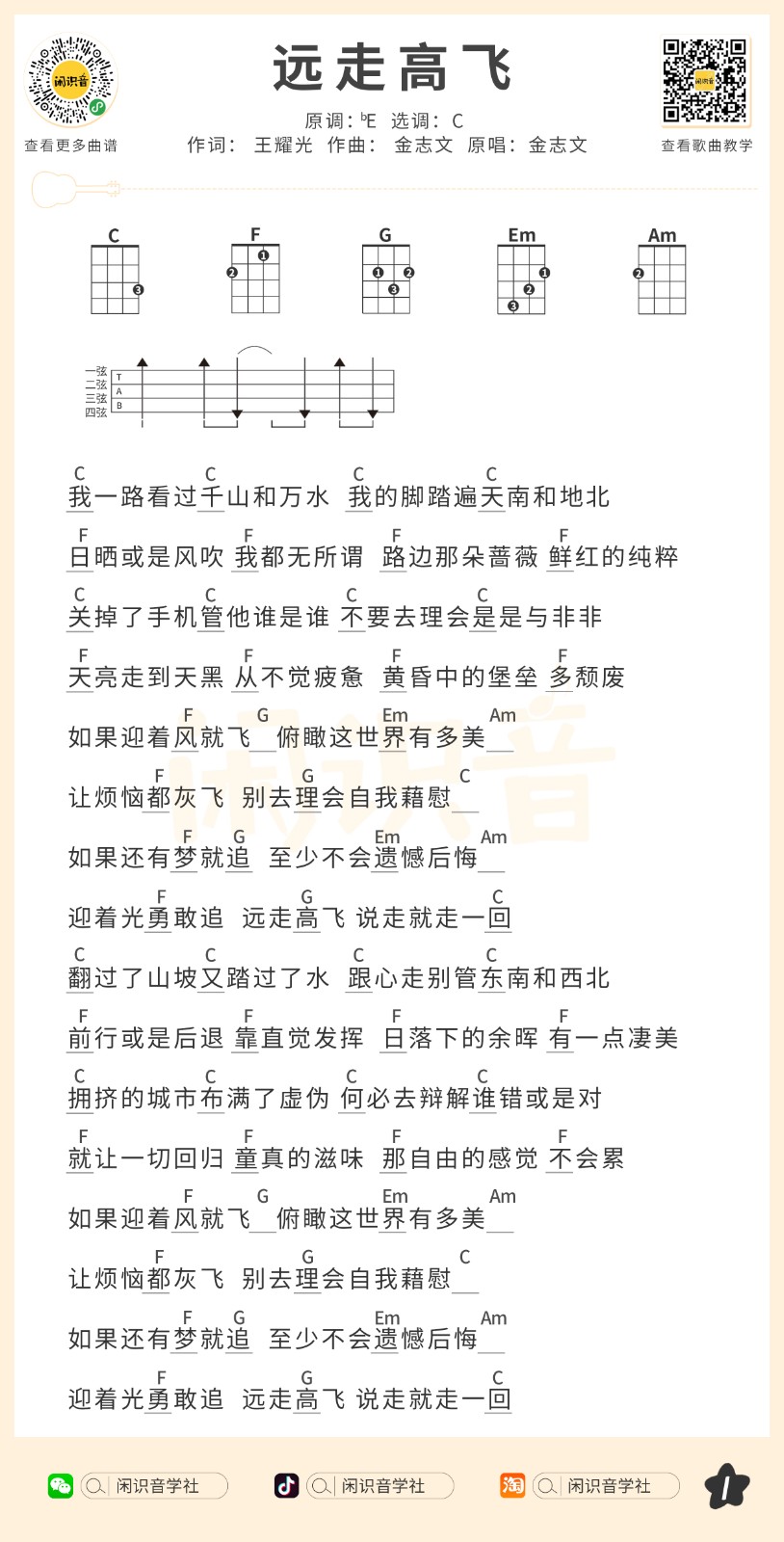 远走高飞尤克里里谱1