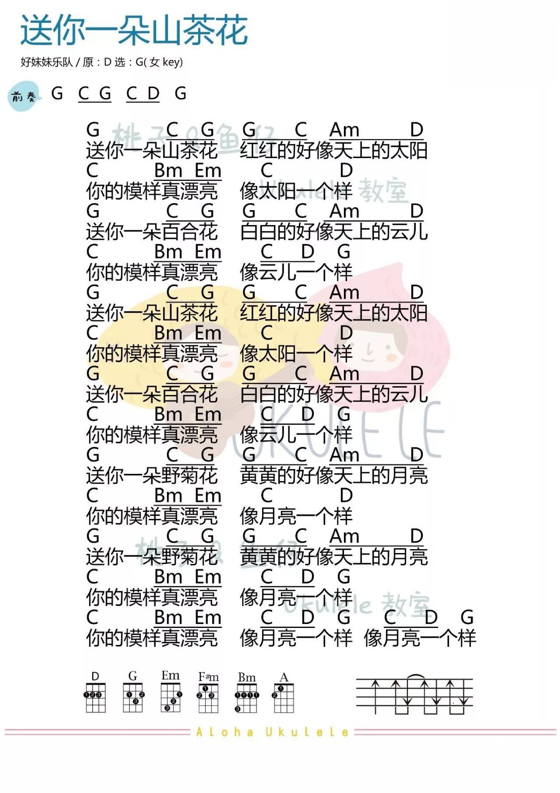 送你一朵山茶花尤克里里谱1