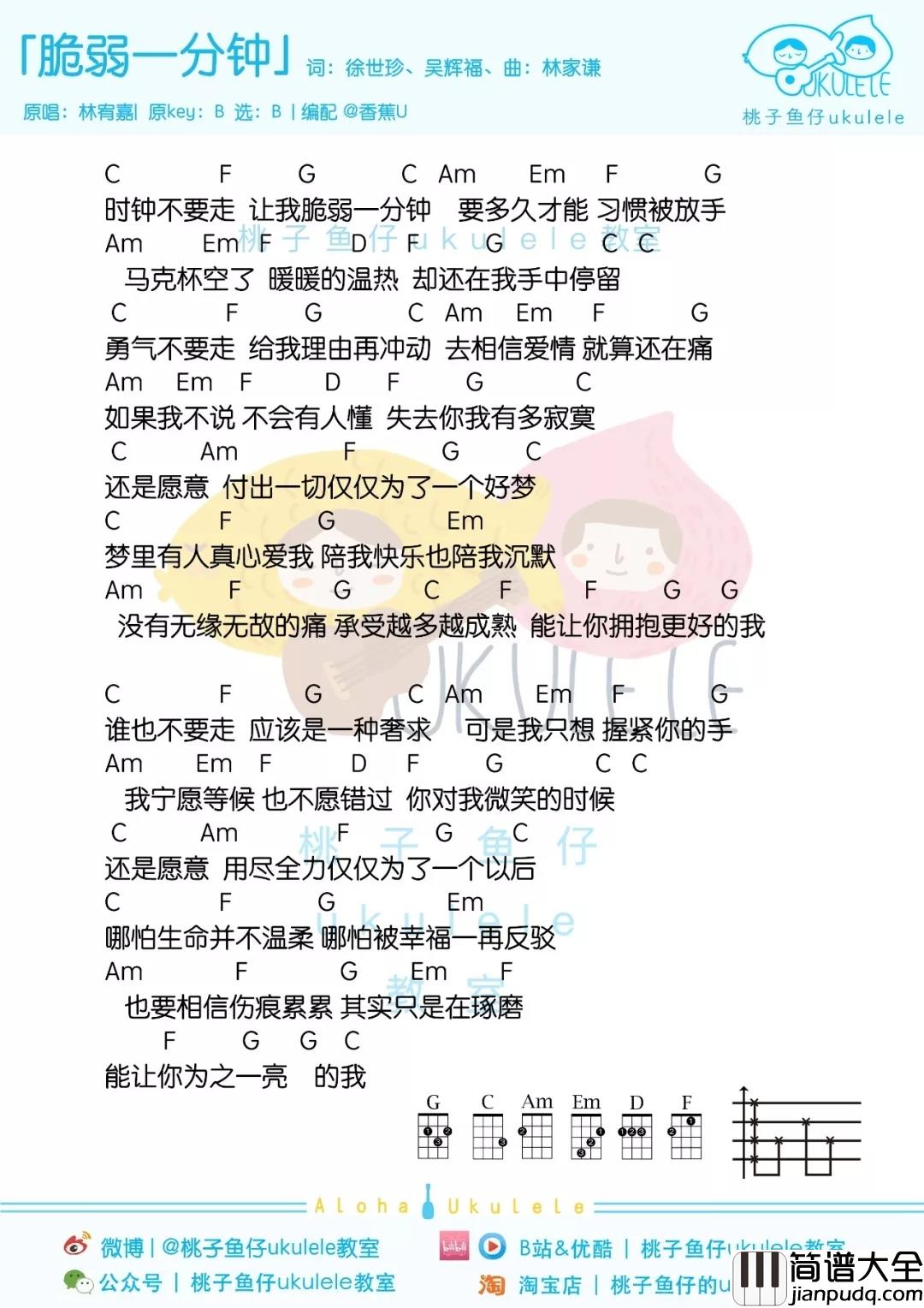 脆弱一分钟尤克里里谱_林宥嘉_可以抱抱我吗，让我脆弱一分钟