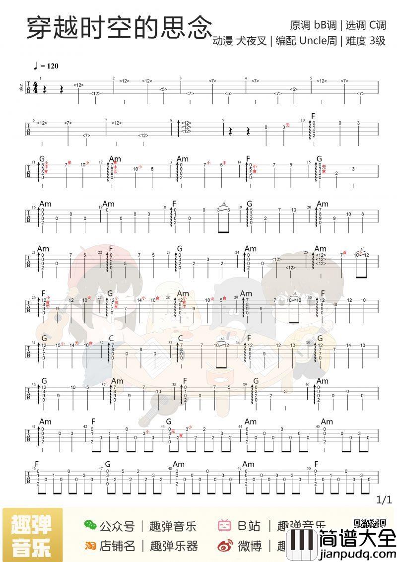 穿越时空的思念尤克里里谱_8090的回忆杀，皓月尽碎，一曲情殇九转轮回。