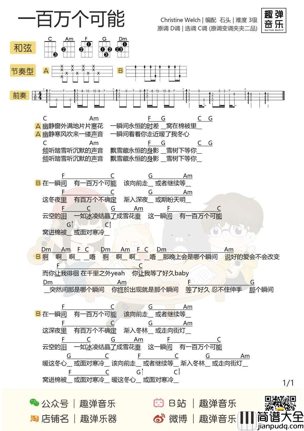 一百万个可能尤克里里谱_克里斯叮_抖音爆红中文歌居然是歪果仁唱的