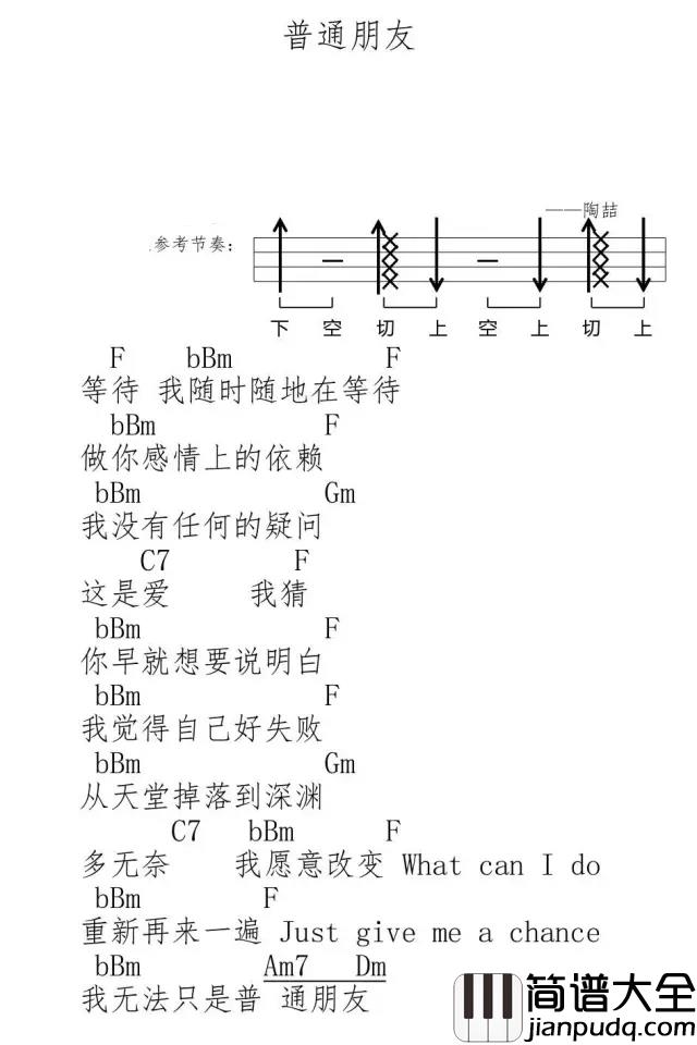 普通朋友尤克里里谱_陶喆｜我不能只是做你的朋友