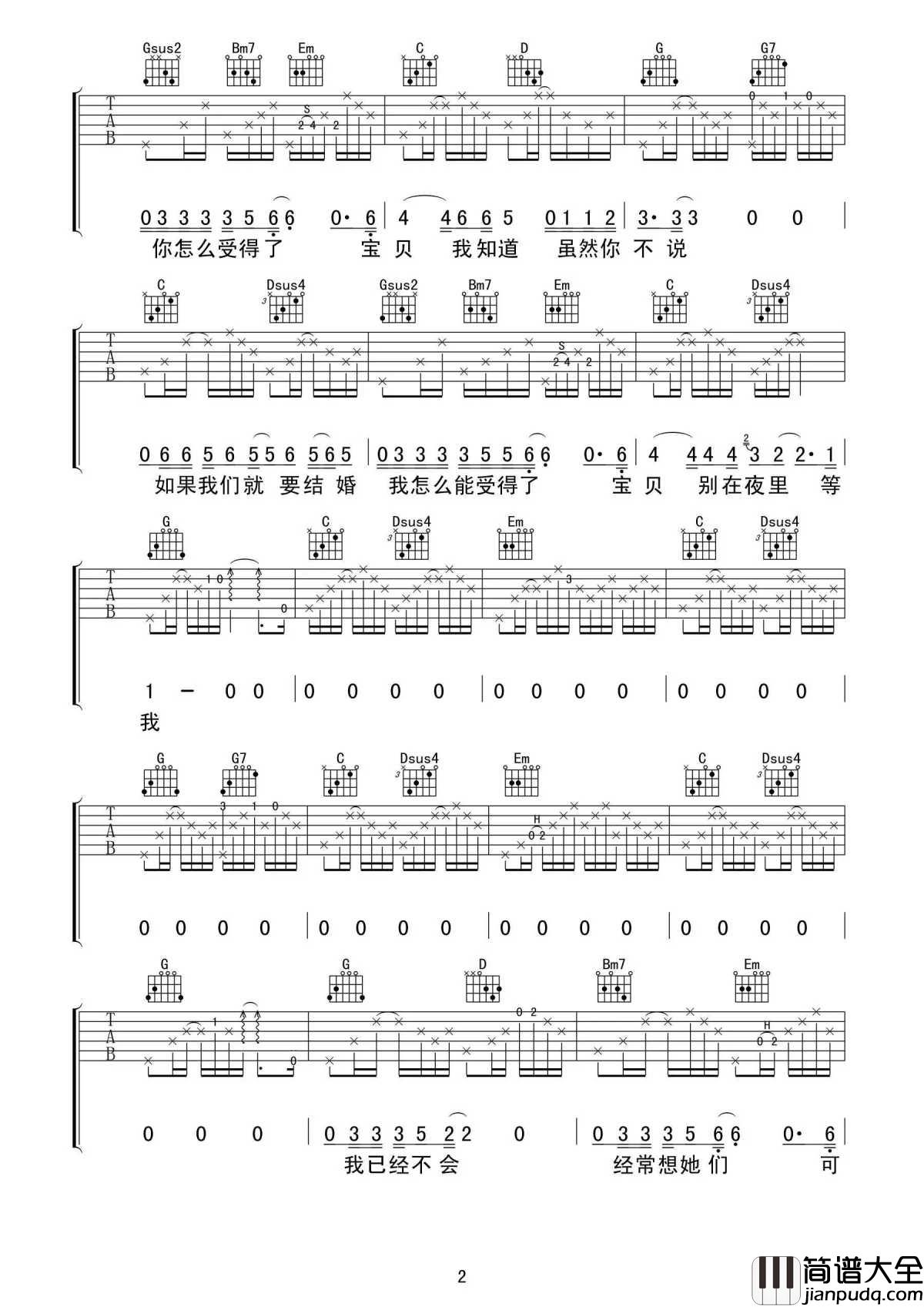 和你在一起吉他谱_李志_沉默的人更沉默