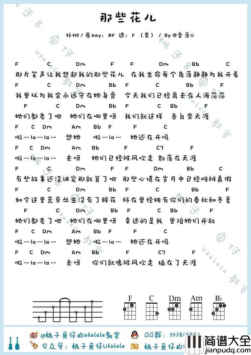 那些花儿尤克里里谱_朴树_有些故事还没讲完那就算了吧