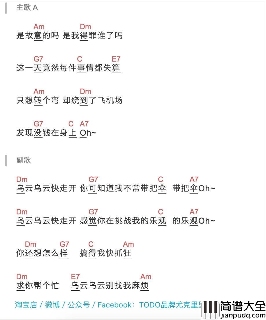 别找我麻烦尤克里里谱_蔡健雅_弹唱视频教学_TODO