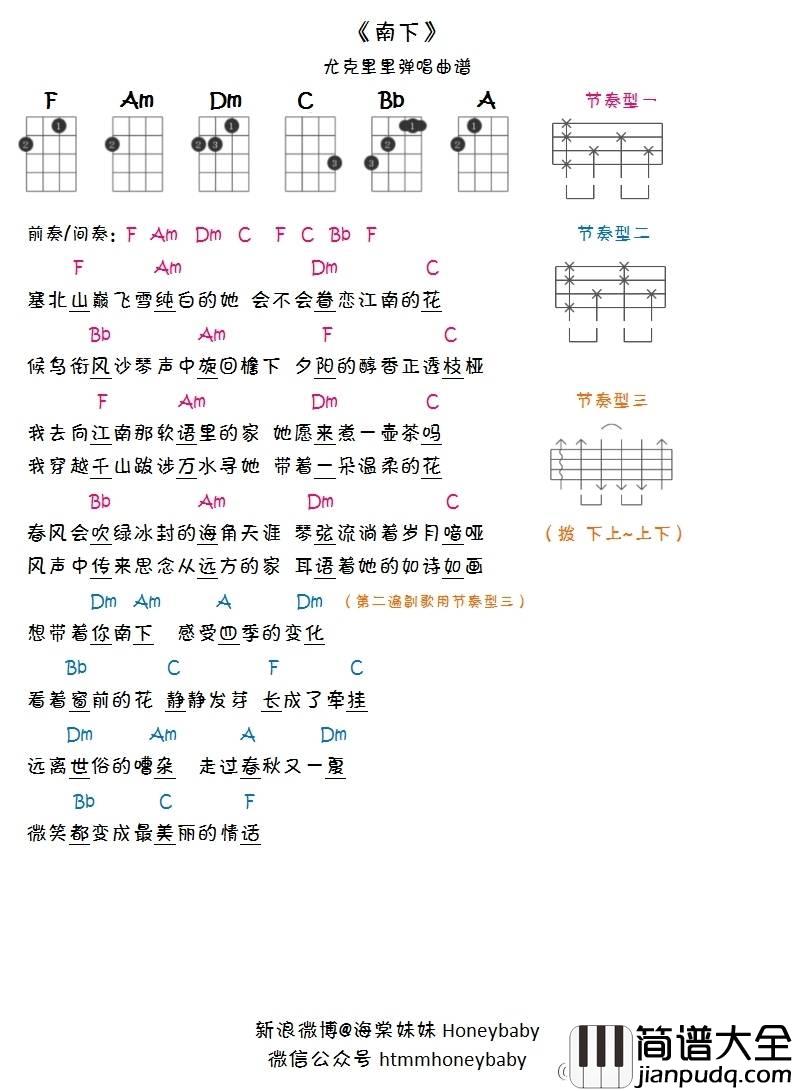 南下尤克里里谱_弹唱视频教学