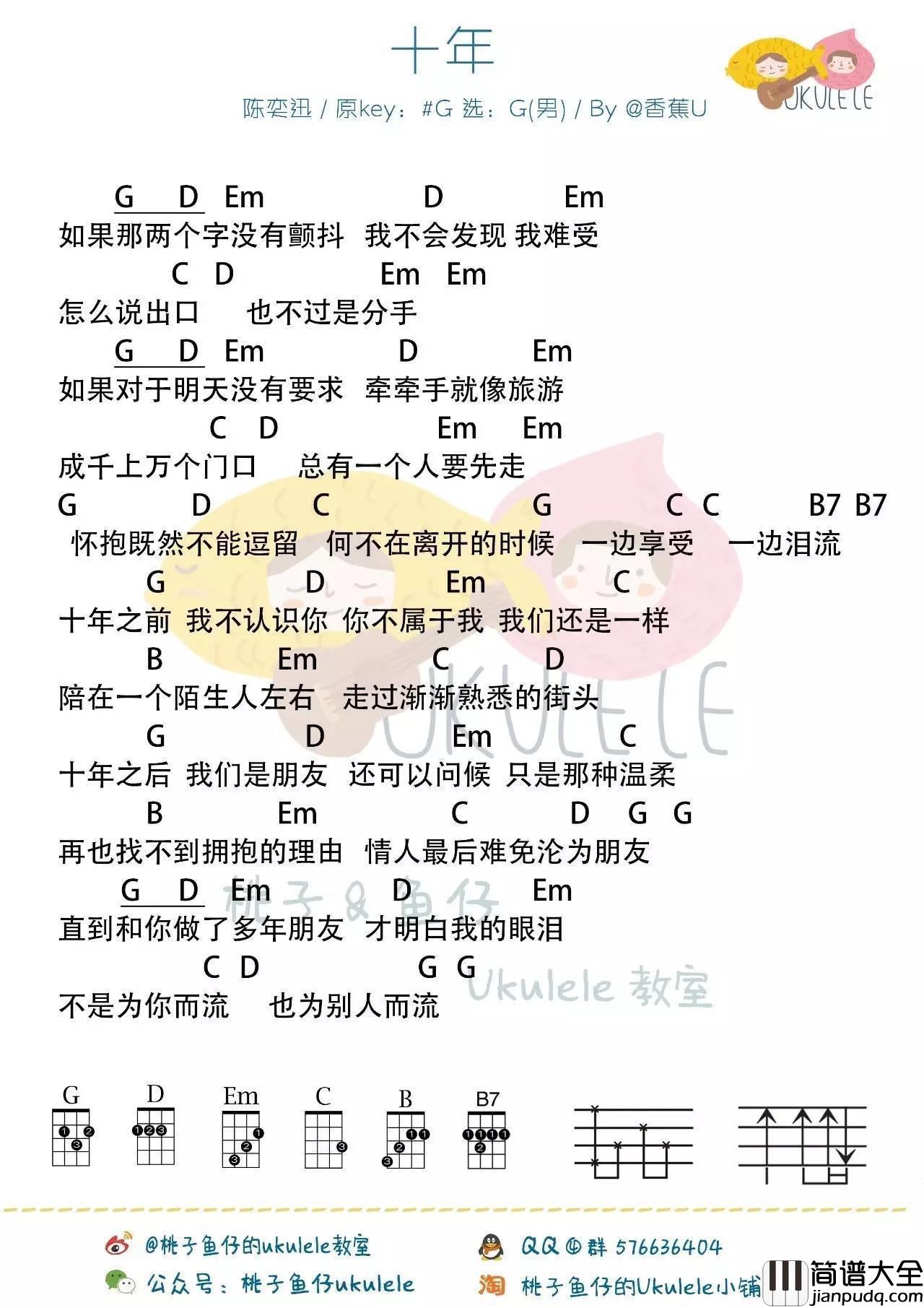 十年（明年今日)尤克里里谱_陈奕迅_弹唱教学