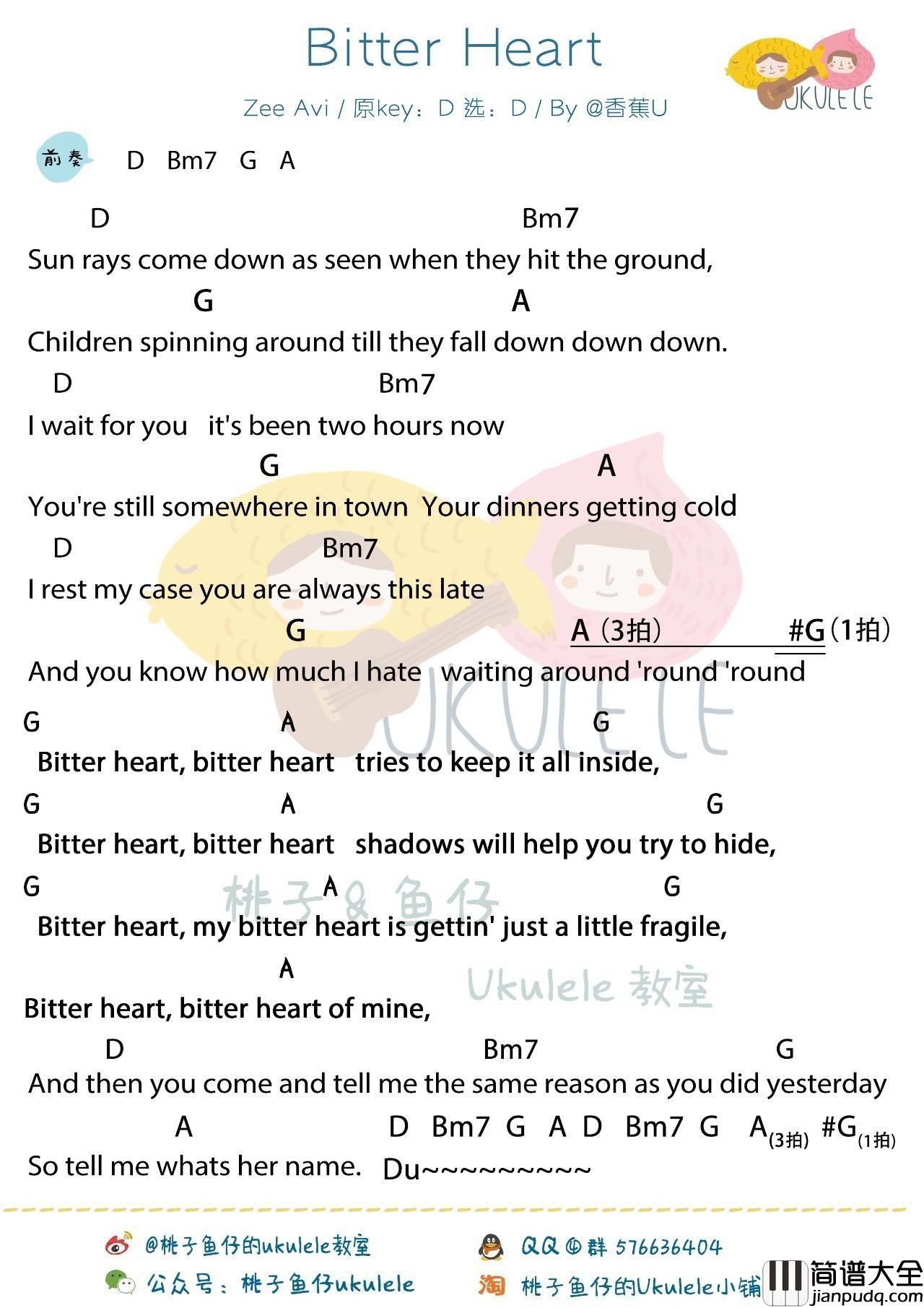 Bitter_Heart尤克里里谱Zee_Avi__弹唱教学