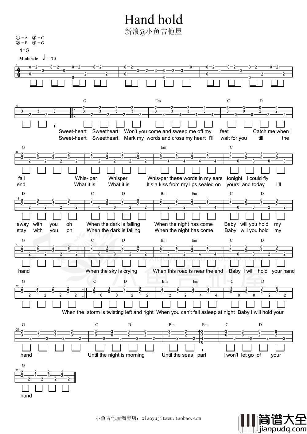 Hand_hold尤克里里谱_尤克里里弹唱教学_小鱼