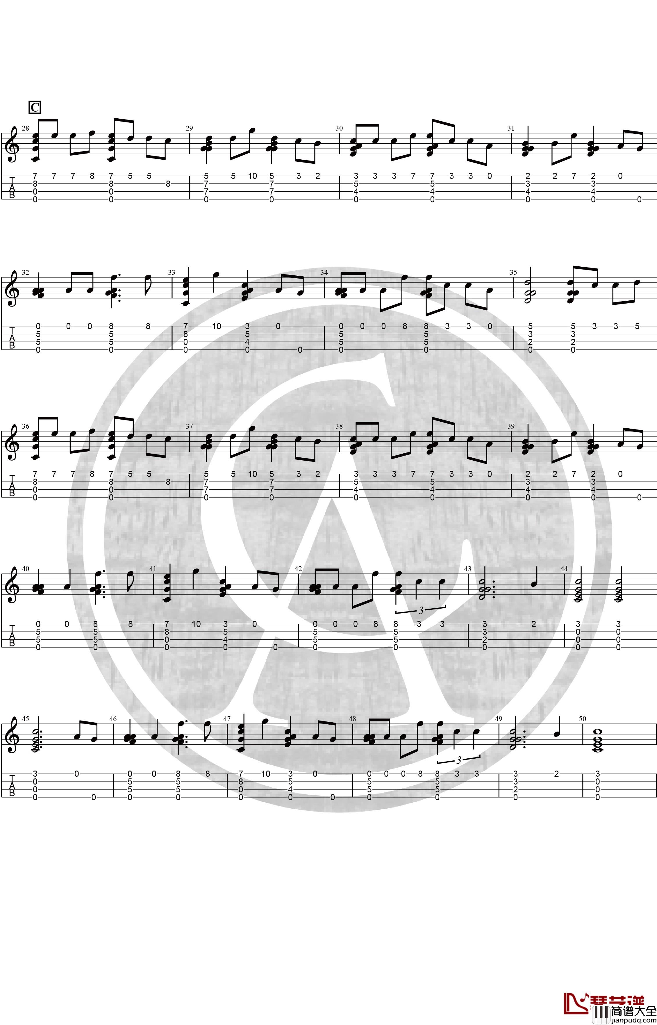 李圣杰_痴心绝对_尤克里里指弹曲谱