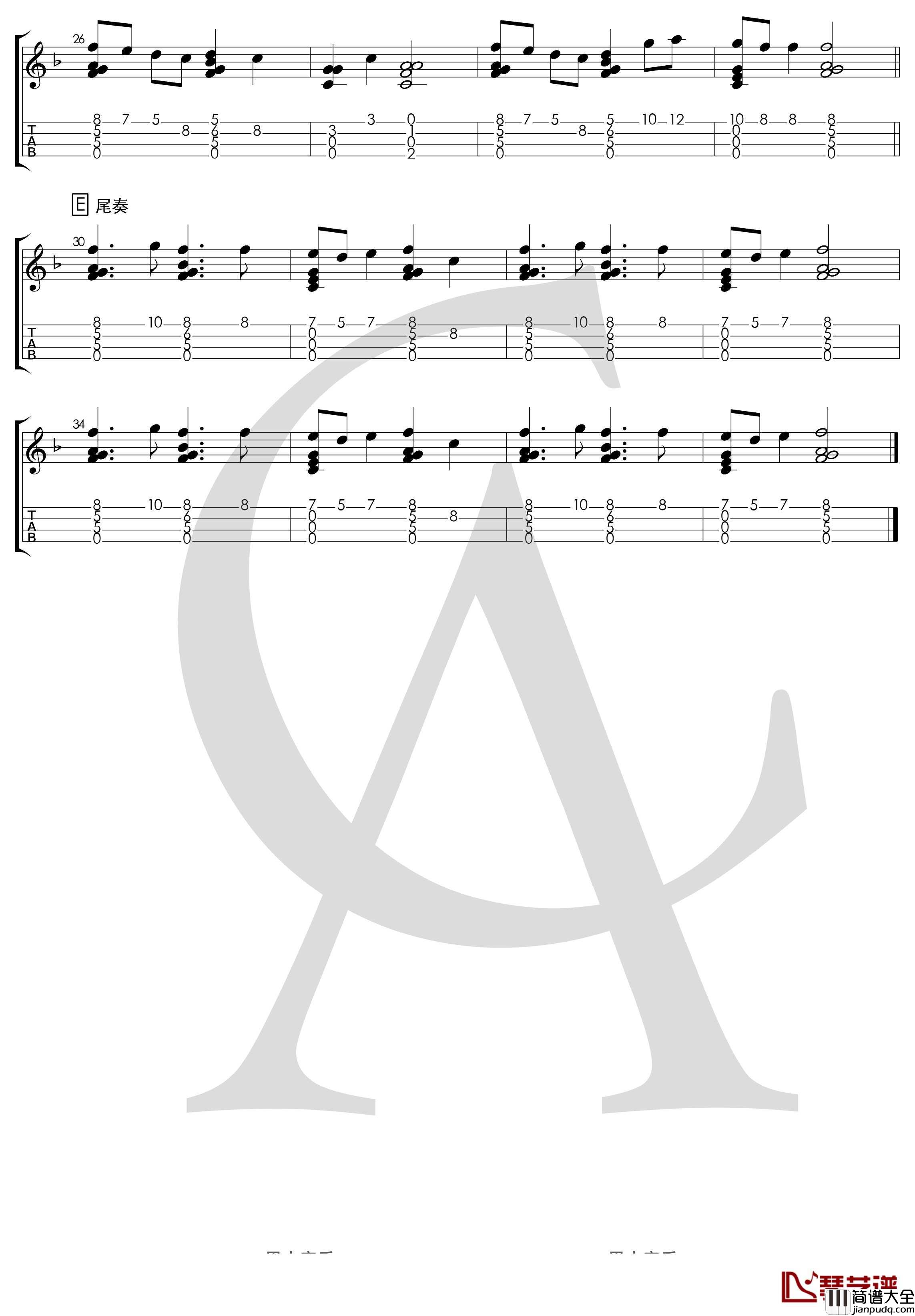 抖音神曲_planet_尤克里里指弹曲谱