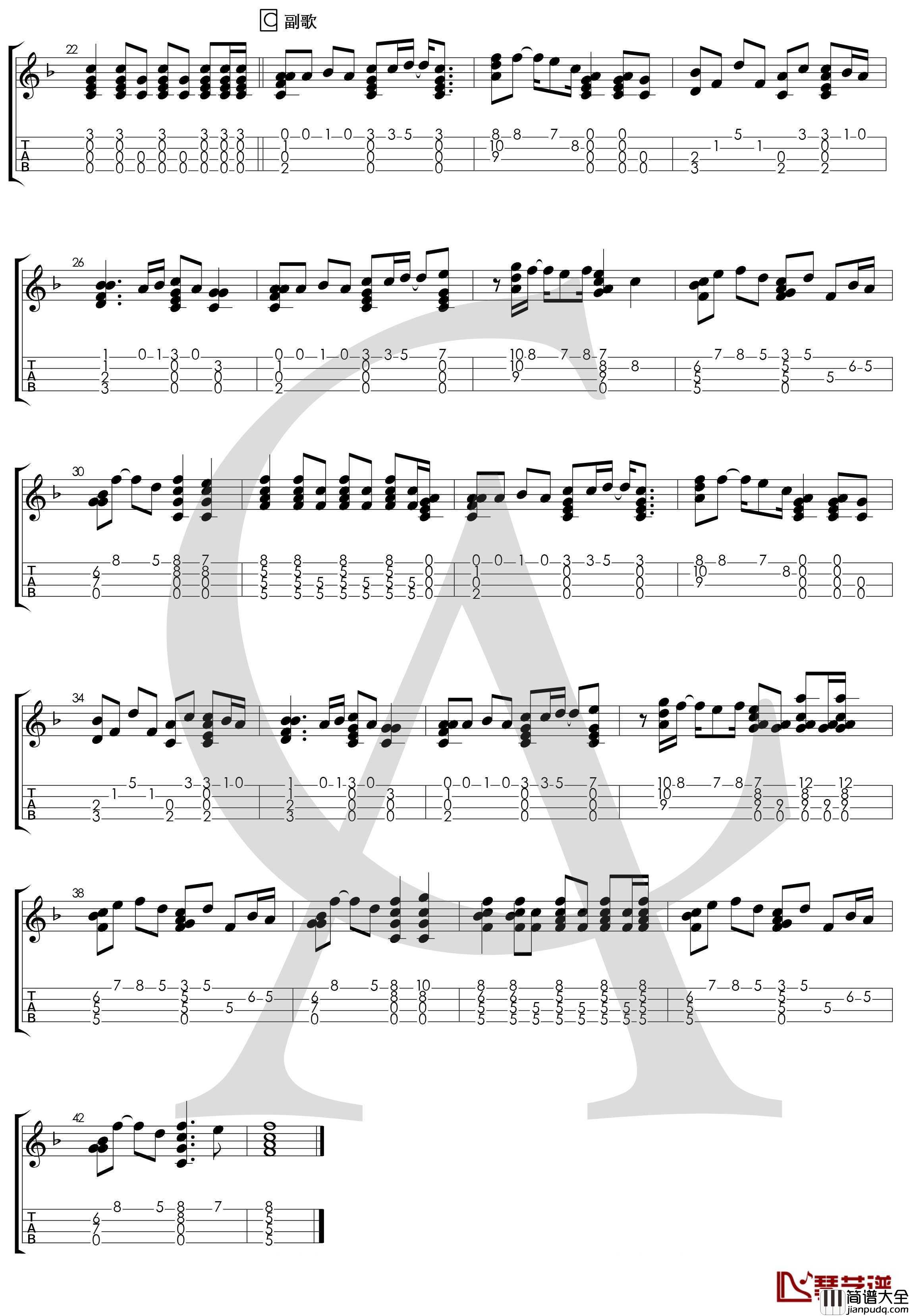 林俊杰、张惠妹_记得_尤克里里指弹曲谱