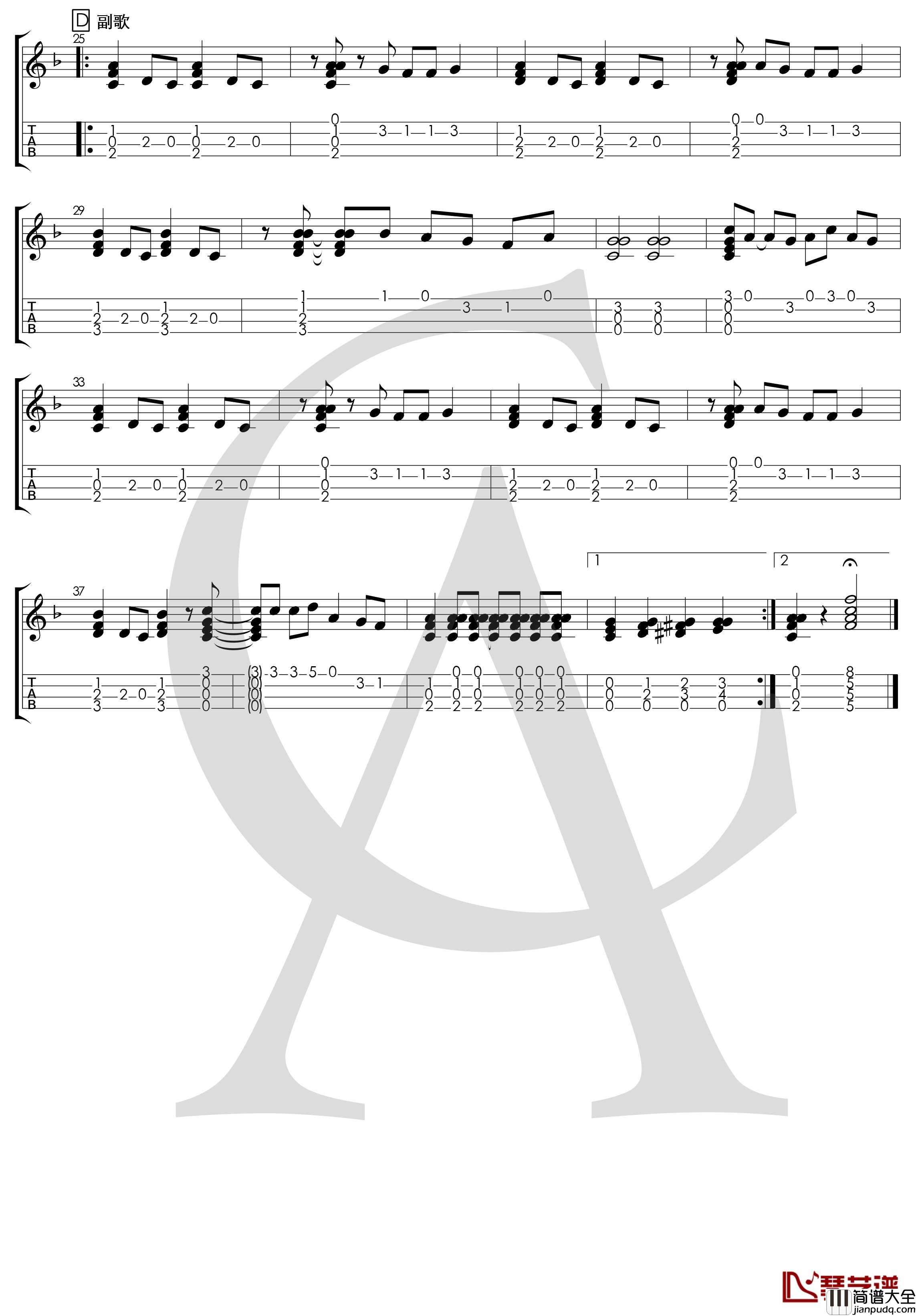 樱桃小丸子主题曲_跳舞_尤克里里指弹曲谱