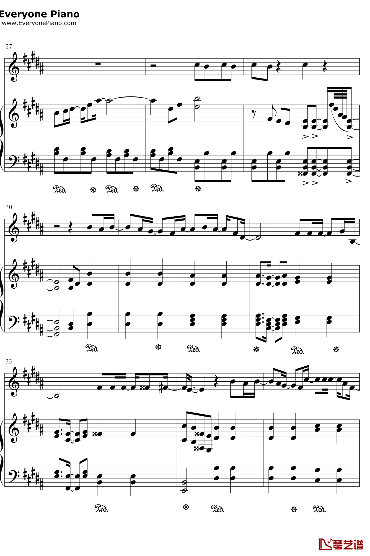 爱我还是他钢琴谱4-陶喆