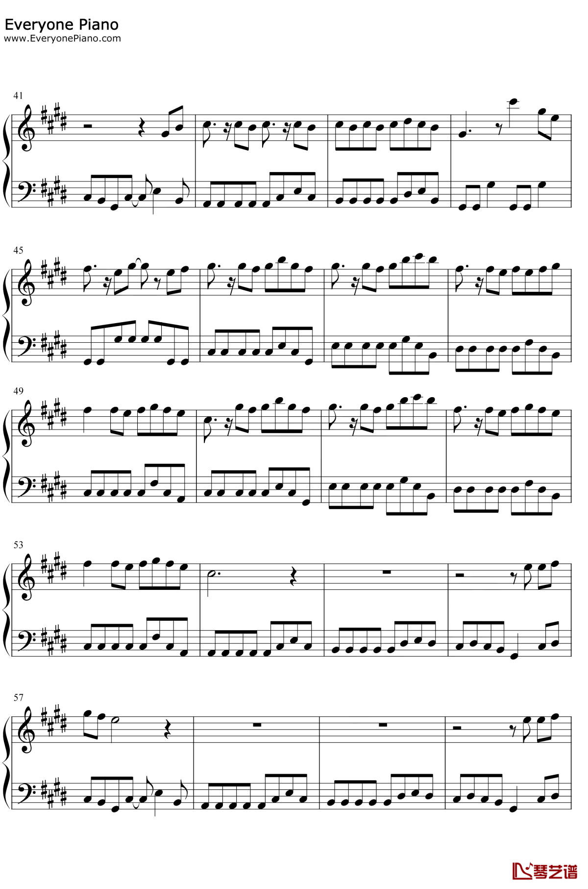 处处吻钢琴谱3-杨千嬅