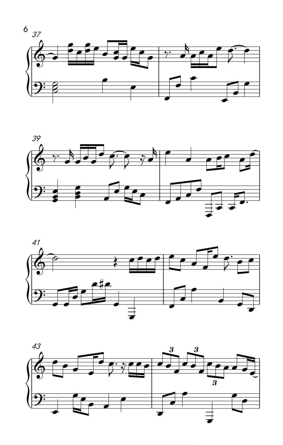 方圆几里钢琴谱6-薛之谦