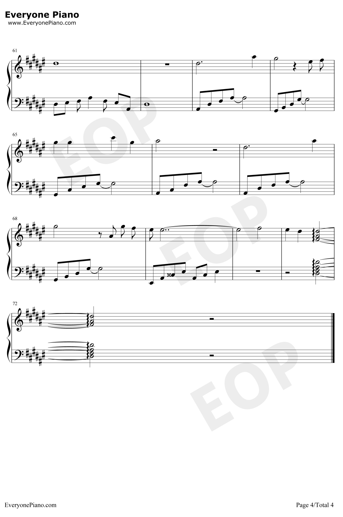 一万个舍不得钢琴谱4-庄心妍