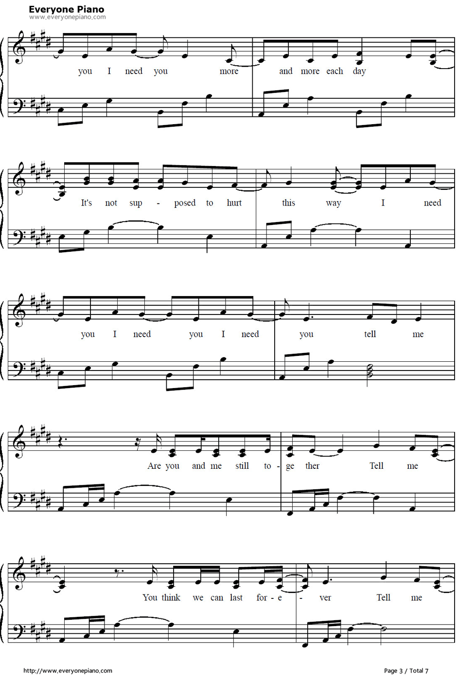 Why钢琴谱3-艾薇儿