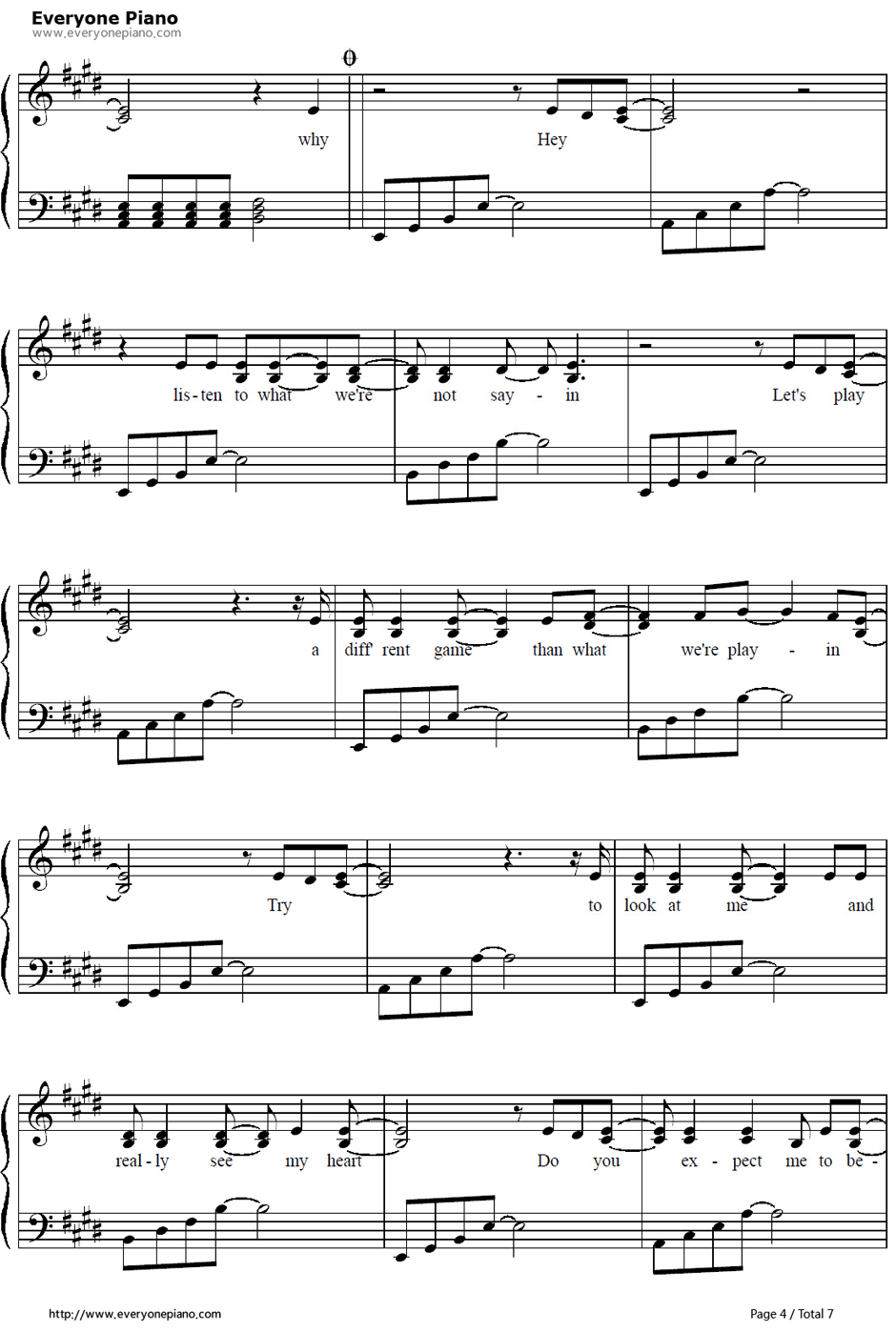 Why钢琴谱4-艾薇儿