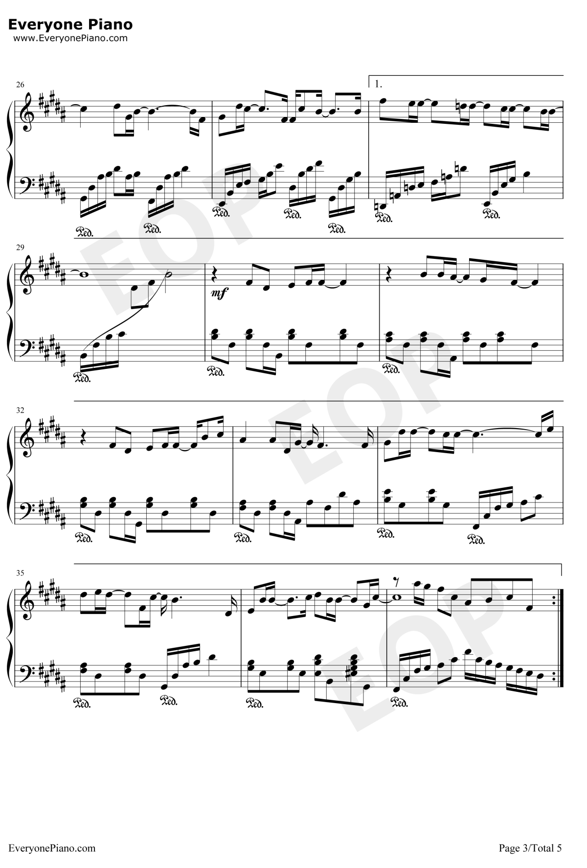 专属天使钢琴谱3-Tank