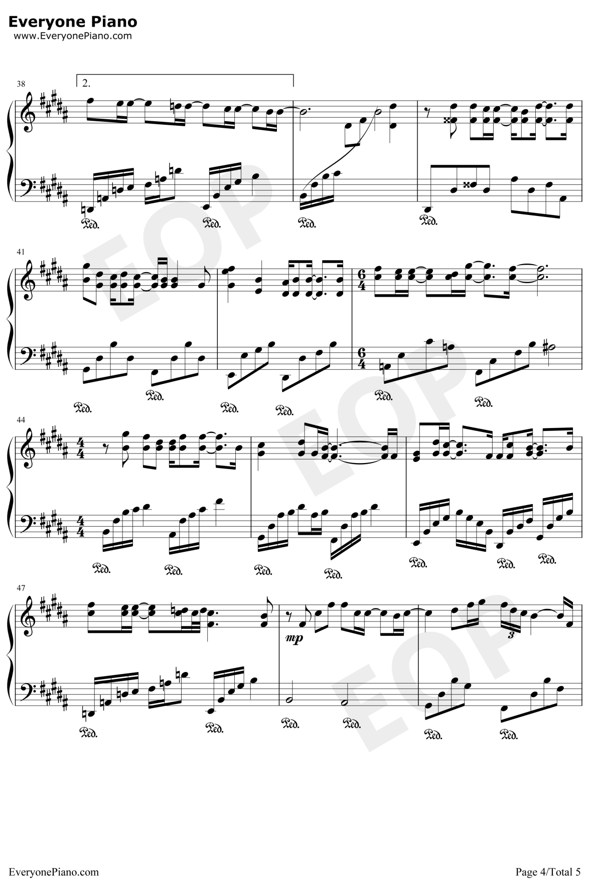 专属天使钢琴谱4-Tank