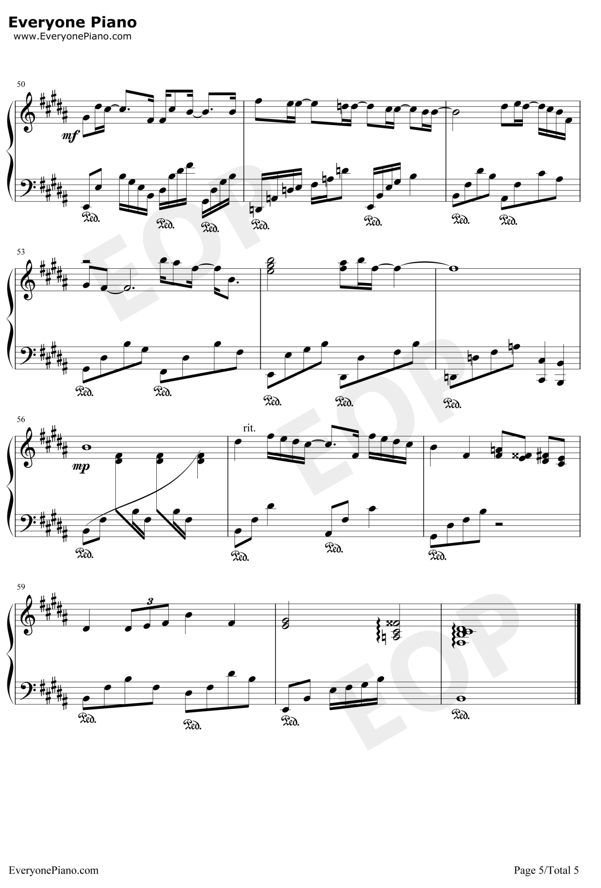 专属天使钢琴谱5-Tank