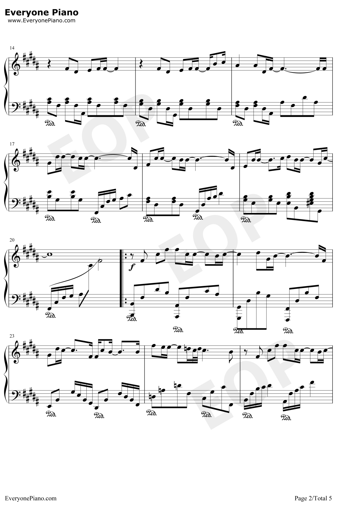 专属天使钢琴谱2-Tank