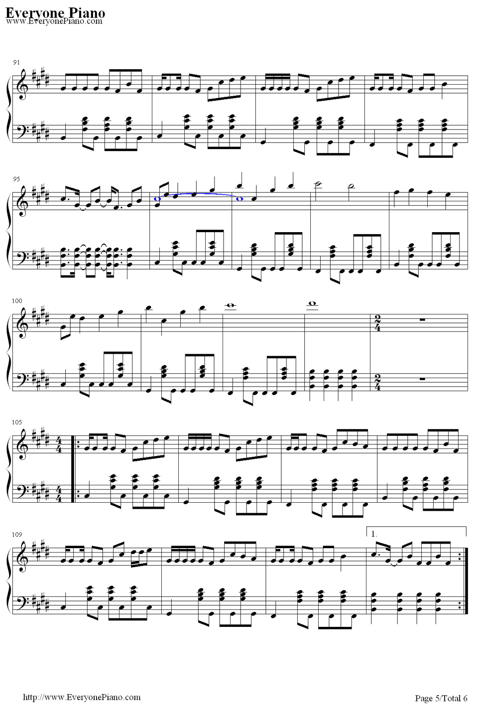 左右钢琴谱5-初音未来