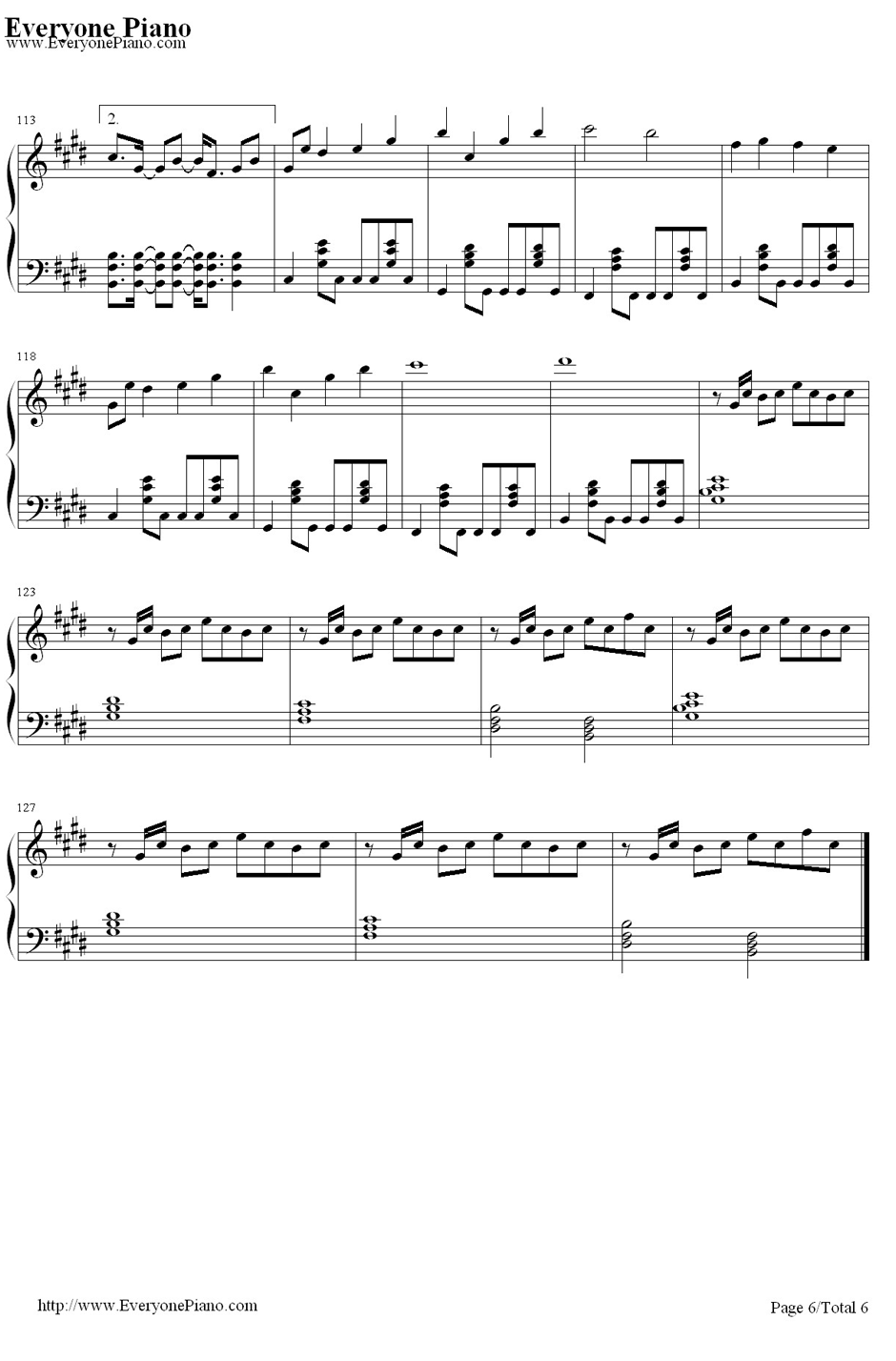 左右钢琴谱6-初音未来