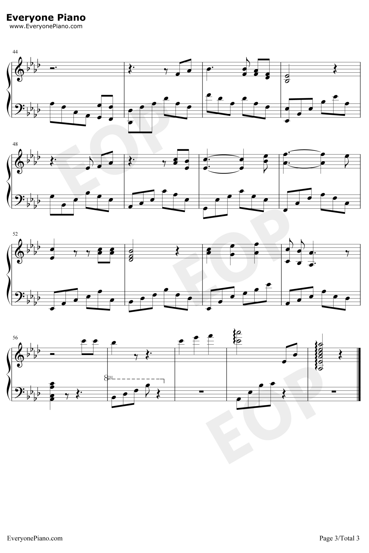 孤身走我路钢琴谱3-梅艳芳