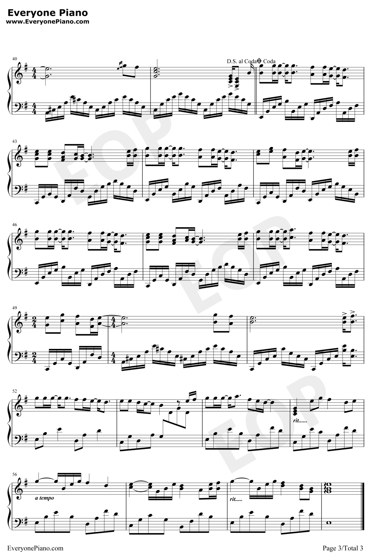 秋天不回来钢琴谱3-王强