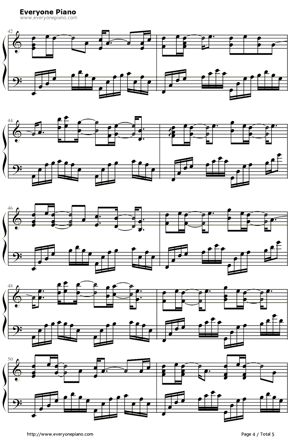 你我钢琴谱4-陈晓