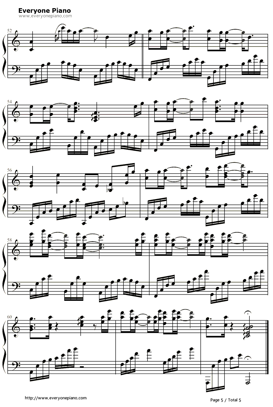 你我钢琴谱5-陈晓