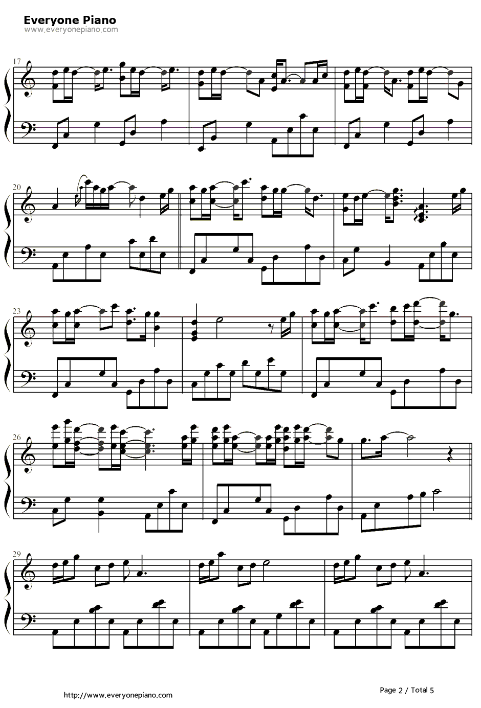 你我钢琴谱2-陈晓